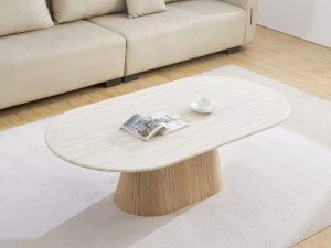 Veneer Coffee Table with a Travertine marble top