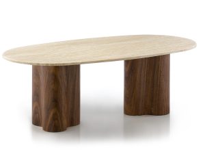 Walnut Coffee Table with a Travertine marble top